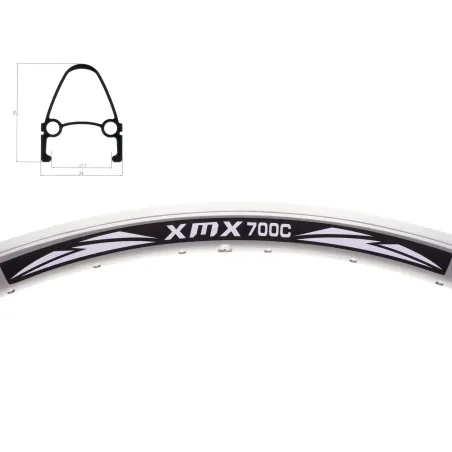 Obręcz 28" stożkowa XMX Aluminiowa srebrna CNC