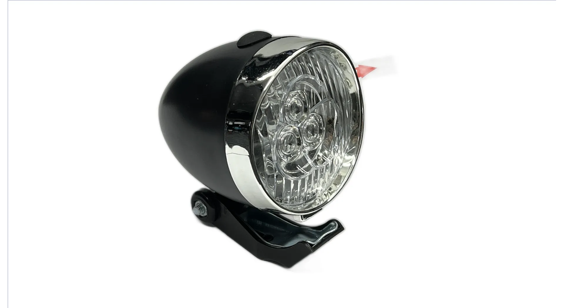 Lampa rowerowa przód 3 LED retro na baterie + uchwyt