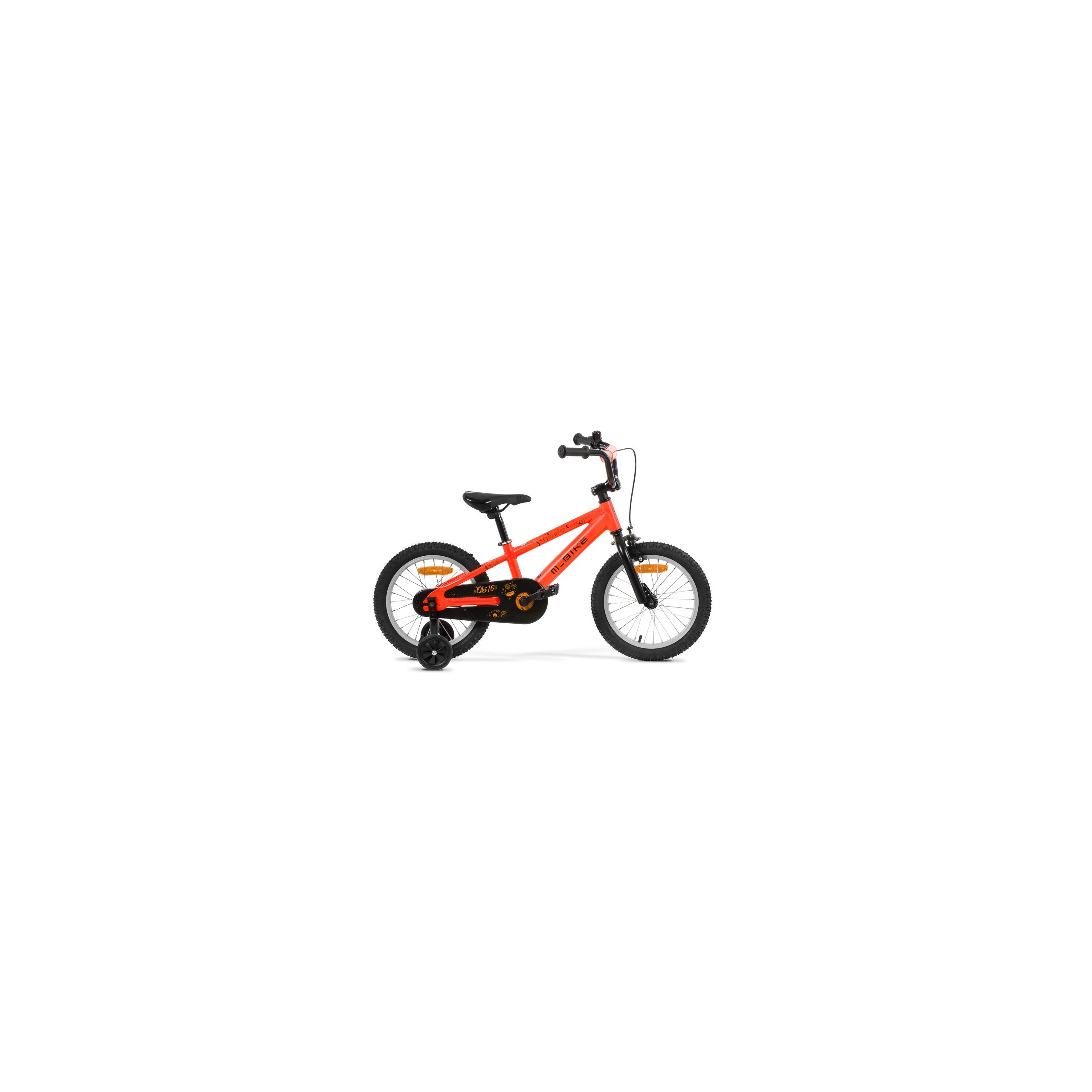 M-BIKE QKI 16'' Neon Orange– aluminiowy lekki rower dziecięcy, kółka boczne