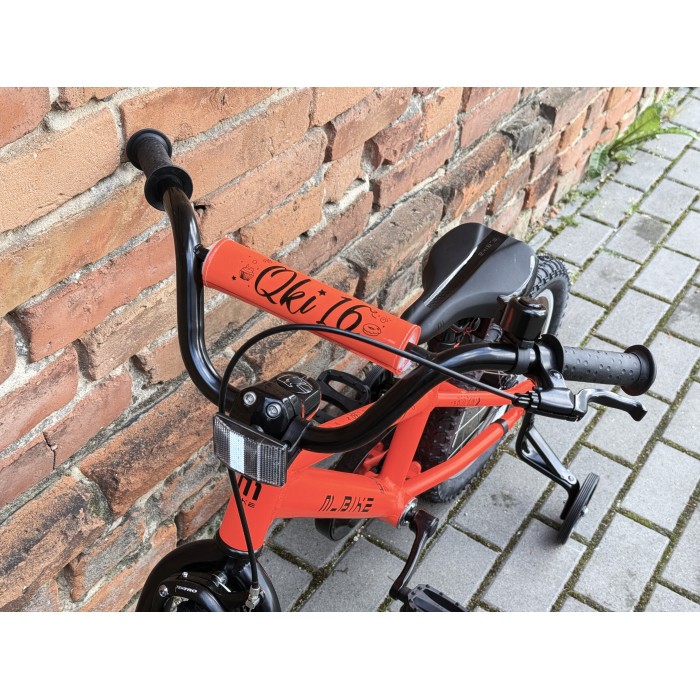 M-BIKE QKI 16'' Neon Orange– aluminiowy lekki rower dziecięcy, kółka boczne
