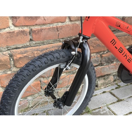 M-BIKE QKI 16'' Neon Orange– aluminiowy lekki rower dziecięcy, kółka boczne