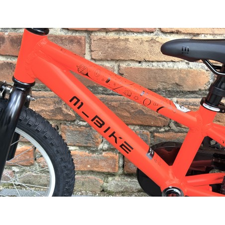 M-BIKE QKI 16'' Neon Orange– aluminiowy lekki rower dziecięcy, kółka boczne