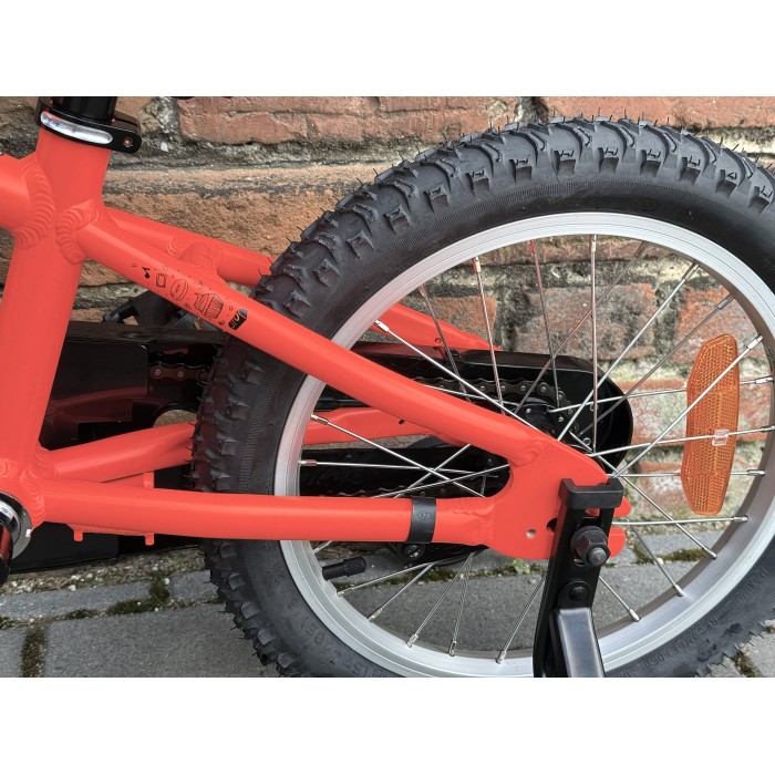 M-BIKE QKI 16'' Neon Orange– aluminiowy lekki rower dziecięcy, kółka boczne