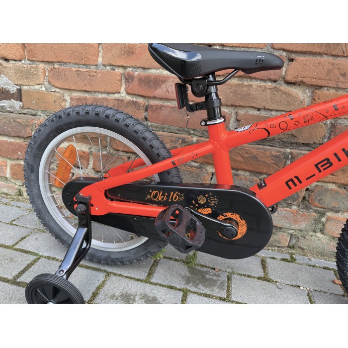 M-BIKE QKI 16'' Neon Orange– aluminiowy lekki rower dziecięcy, kółka boczne