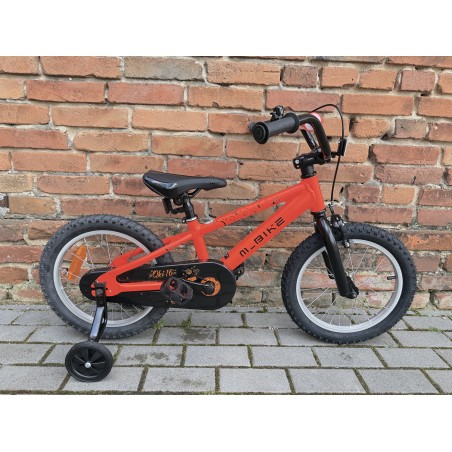 M-BIKE QKI 16'' Neon Orange– aluminiowy lekki rower dziecięcy, kółka boczne