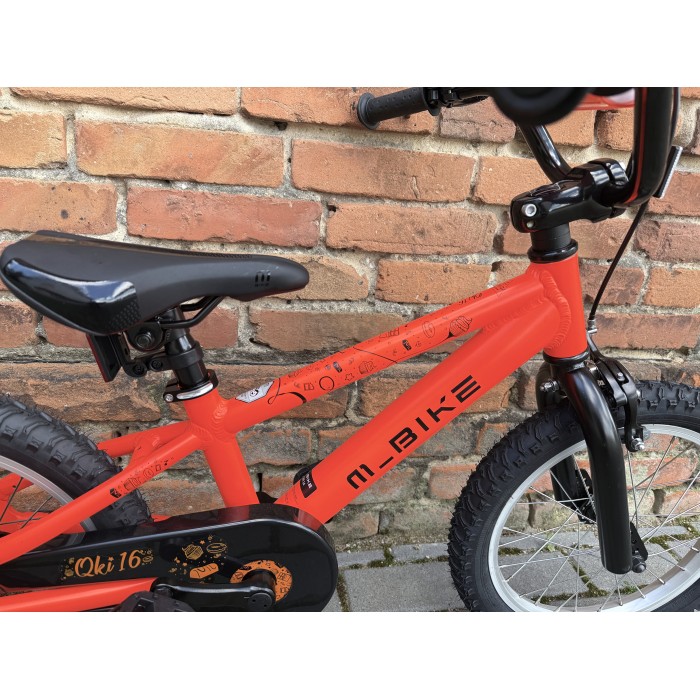 M-BIKE QKI 16'' Neon Orange– aluminiowy lekki rower dziecięcy, kółka boczne