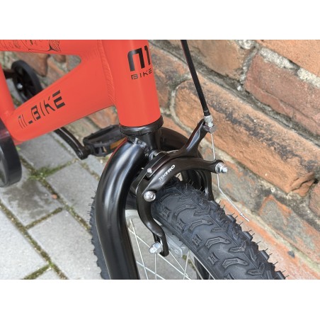 M-BIKE QKI 16'' Neon Orange– aluminiowy lekki rower dziecięcy, kółka boczne