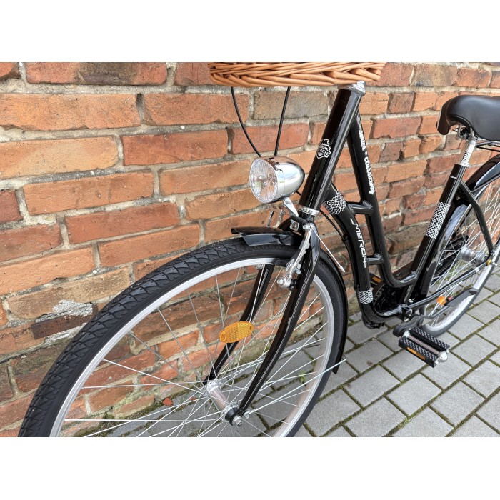MERIDA CLASSICWAY 328 46 cm – klasyczny rower miejski, Nexus 3, kosz wiklinowy, czarny