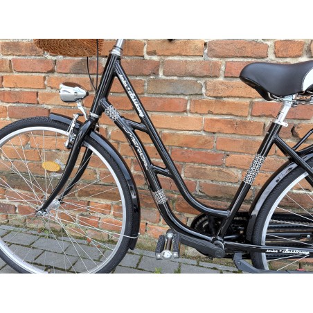 MERIDA CLASSICWAY 328 46 cm – klasyczny rower miejski, Nexus 3, kosz wiklinowy, czarny