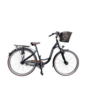 Tander Belami 28" – rower miejski Nexus 7, amortyzator, dynamo w piaście + koszyk