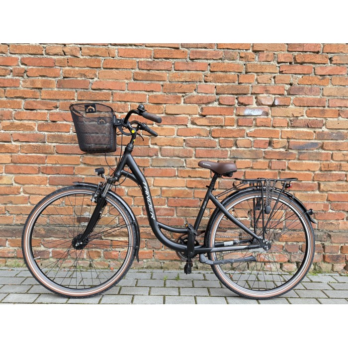 Tander Belami 28" – rower miejski Nexus 7, amortyzator, dynamo w piaście + koszyk
