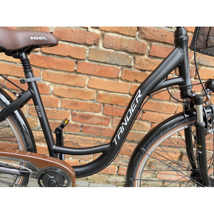 Tander Belami 28" – rower miejski Nexus 7, amortyzator, dynamo w piaście + koszyk