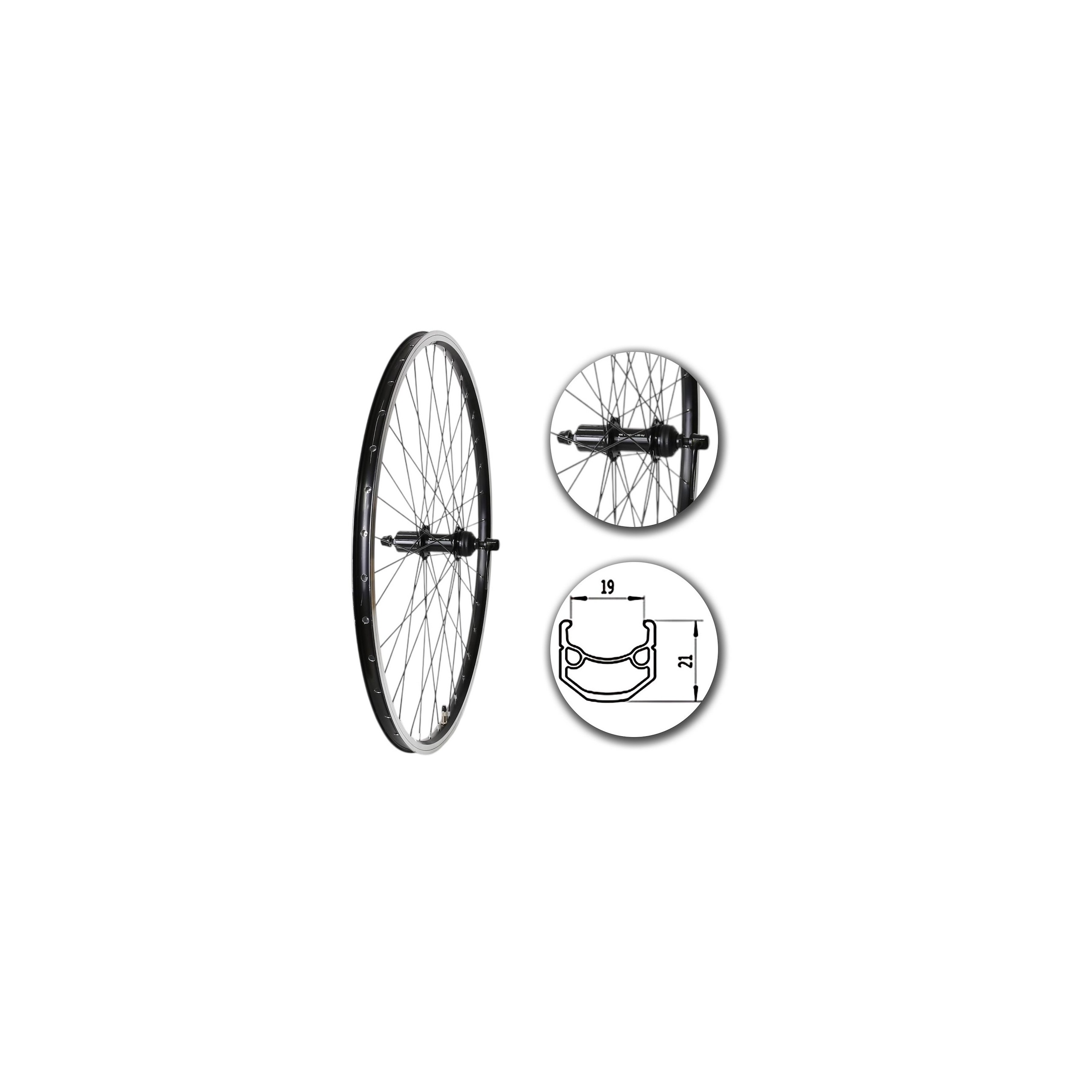 Koło tył 28" kaseta 8-11rz CUES, piasta Shimnano, czarne+ zamykacz