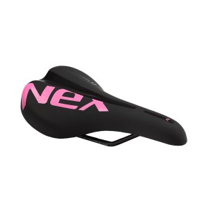 Siodełko dziecięce NEXELO Junior 16–20" czarno-różowe 245 × 145 mm