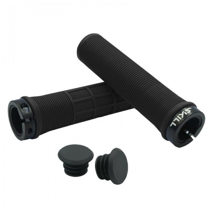 Chwyty kierownicy Skill Performance 135 mm – czarne + skręcane obejmy Lock-On