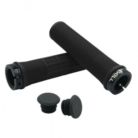 Chwyty kierownicy Skill Performance 135 mm – czarne + skręcane obejmy Lock-On