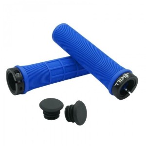 Chwyty kierownicy Skill Performance 135 mm – niebieskie + skręcane obejmy Lock-On