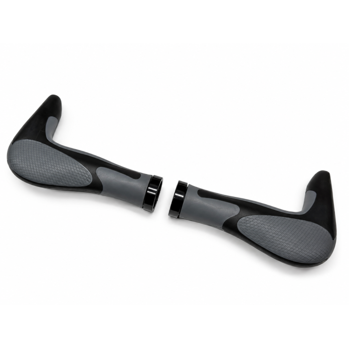 Chwyty rowerowe z rogami Majdller HL-G205 – czarno-szare, 150 mm