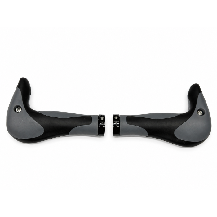 Chwyty rowerowe z rogami Majdller HL-G205 – czarno-szare, 150 mm