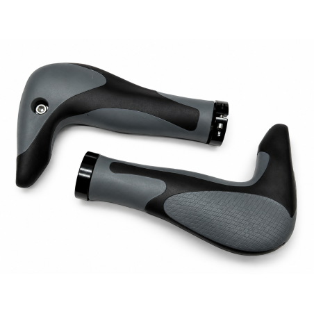 Chwyty rowerowe z rogami Majdller HL-G205 – czarno-szare, 150 mm